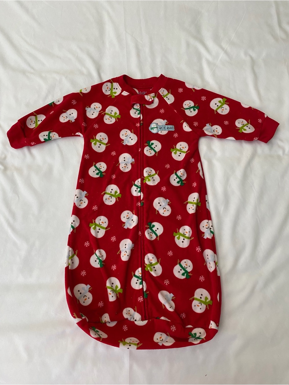 Child of Mine by Carter’s Christmas Snowman Fleece Sleep Sack Size 0-9 Months